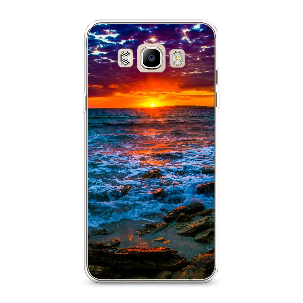 

Чехол на Samsung Galaxy J7 2016 "Закат 1", Оранжевый;синий, 23050-2