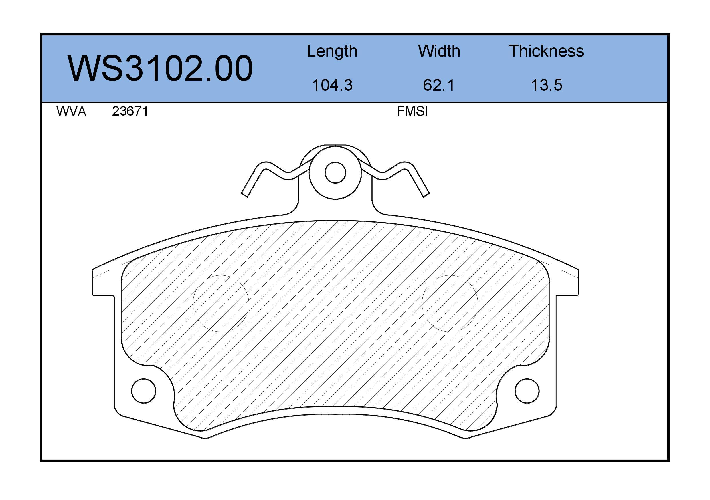 

Тормозные колодки JEENICE передние дисковые WS310200