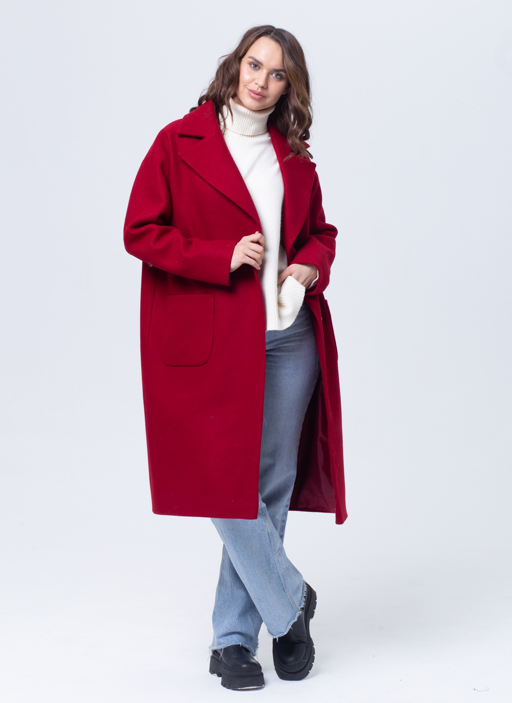 Пальто женское Crosario 66616 красное 48 RU