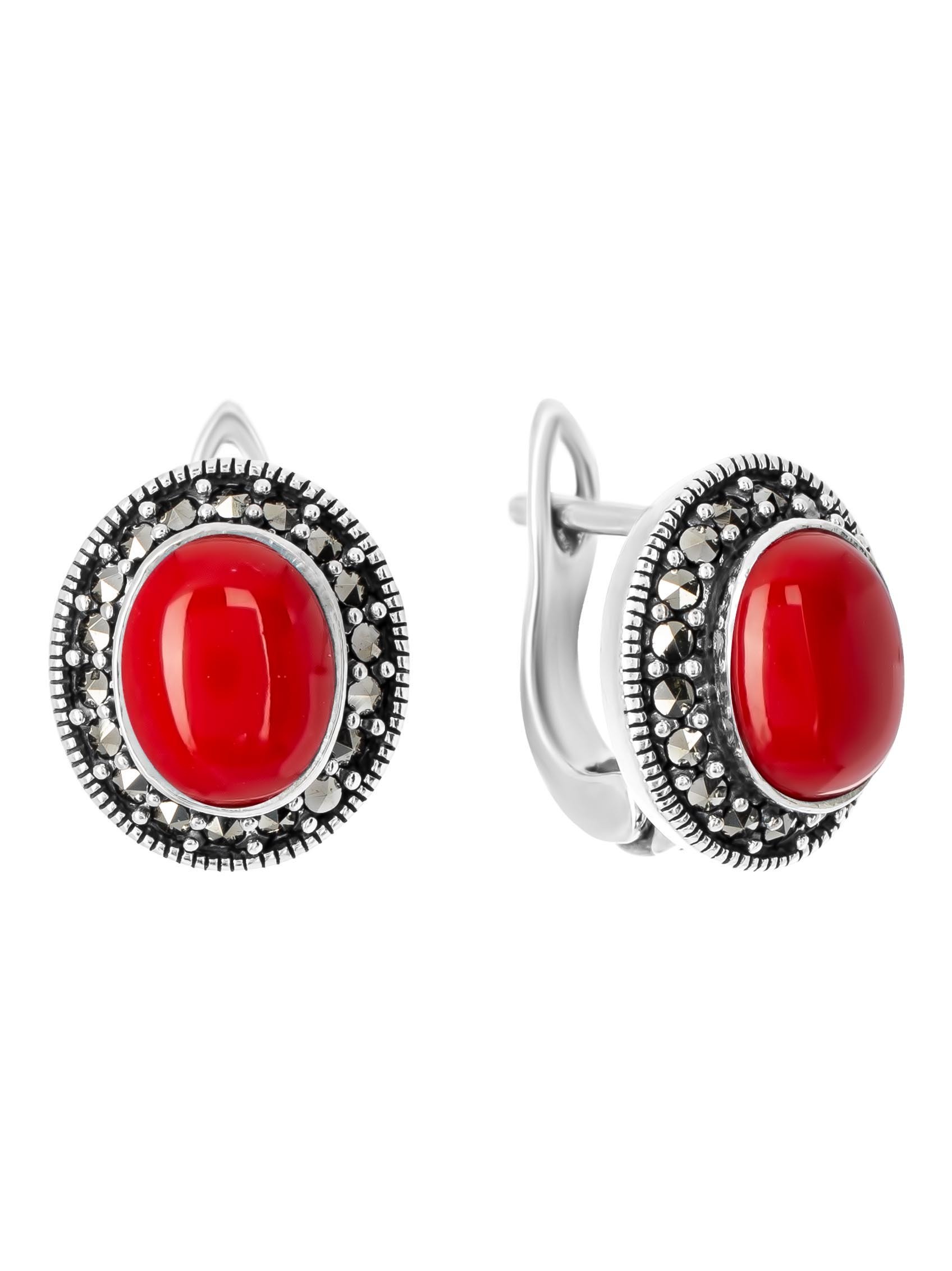 

Серьги из серебра с марказитом/кораллом Марказит HE1502-13321, HE1502-13321