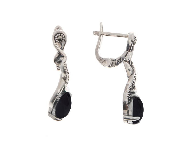 

Серьги из серебра с ониксом/марказитом Марказит HE1381-8748, HE1381-8748