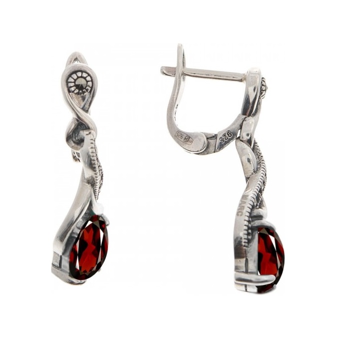

Серьги из серебра с гранатом, марказитом Марказит HE1381-8749, HE1381-8749