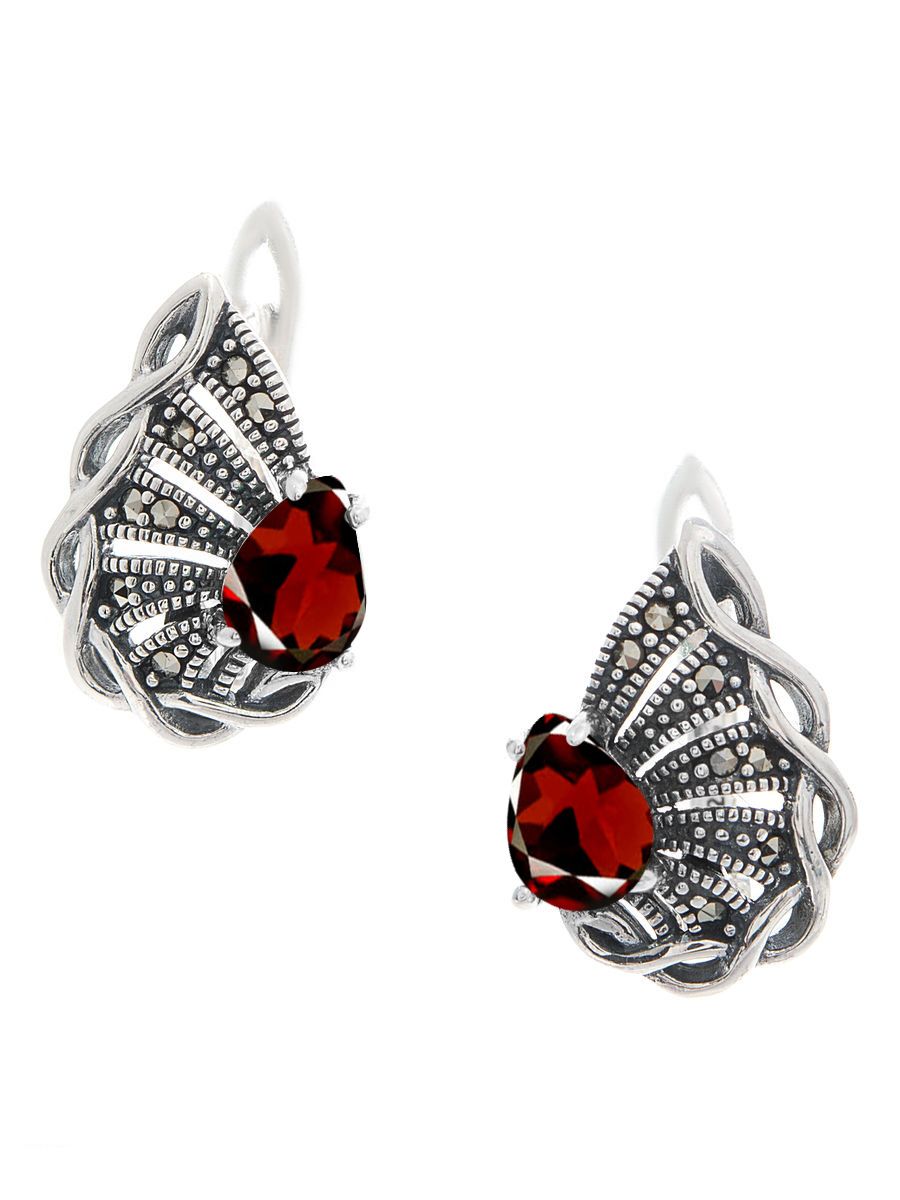 

Серьги из серебра с гранатом/марказитом Марказит HE1363-7326, HE1363-7326