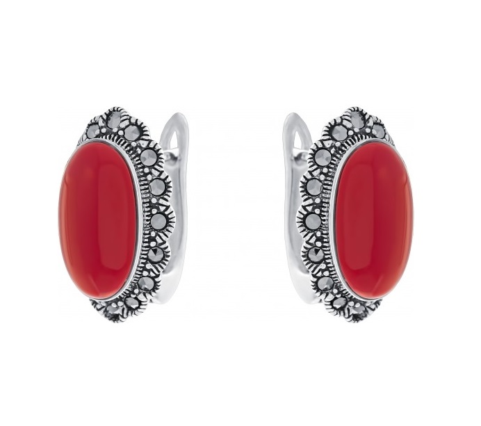 

Серьги из серебра с марказитом/кораллом Марказит HE1352-8126, HE1352-8126