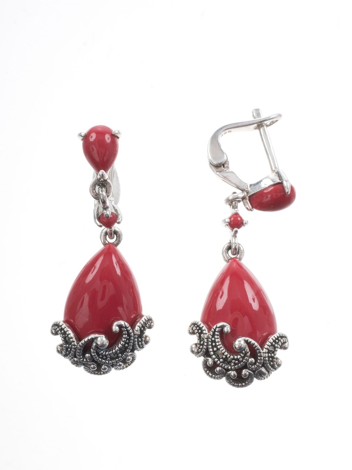 

Серьги из серебра с марказитом/кораллом Марказит HE1303-7683, HE1303-7683