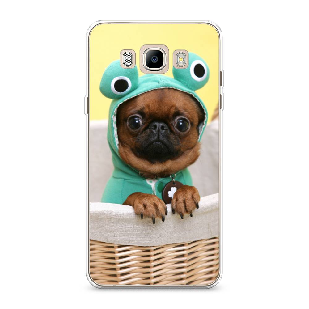 

Чехол на Samsung Galaxy J7 2016 "Собачка в шапке лягушки", Коричневый;желтый;голубой, 23050-1