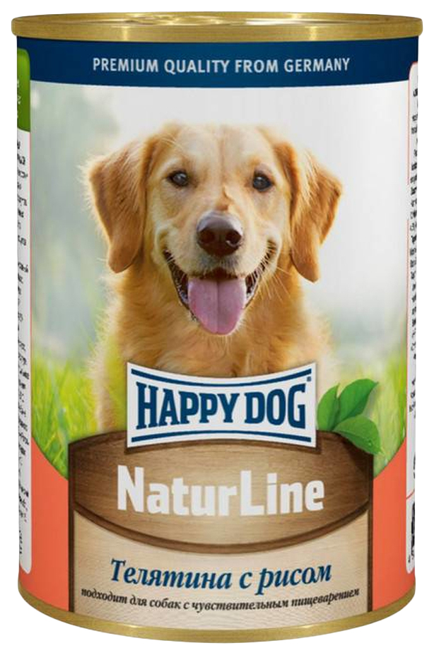 фото Влажный корм для собак happy dog nature line, телятина, рис, 20шт, 410г