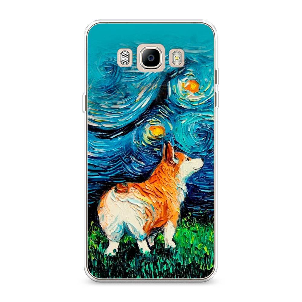 

Чехол на Samsung Galaxy J7 2016 "Корги звёздная ночь", Коричневый;белый;зеленый, 23050-1
