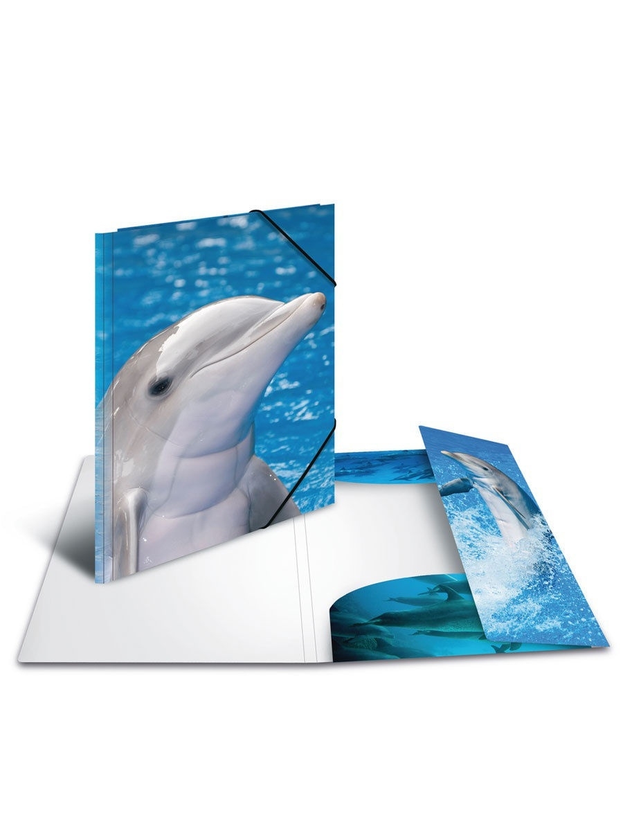 фото Папка на резинке для документов herma, 7141 дельфины, а4 на 200 листов