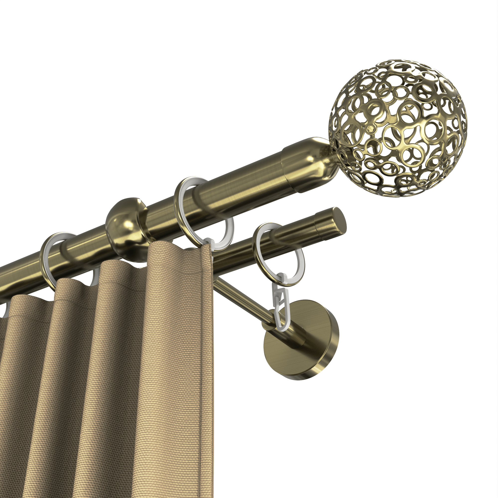 

Карниз двухрядный для штор 320см D20 и 16 мм Уют ОСТ, бронза, наконечник Шар Ажурный, Бронзовый, КарнОСТШарАжурный