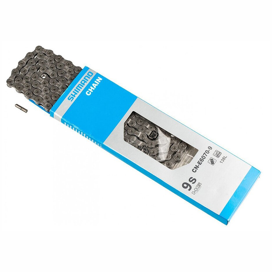 

Цепь SHIMANO E6070, 1x9ск, 118 звеньев, для электровелосипедов, пин, Серый