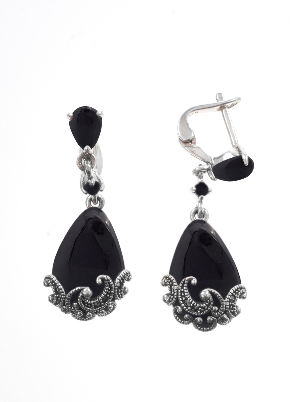 

Серьги из серебра с ониксом/марказитом Марказит HE1303-7681, HE1303-7681