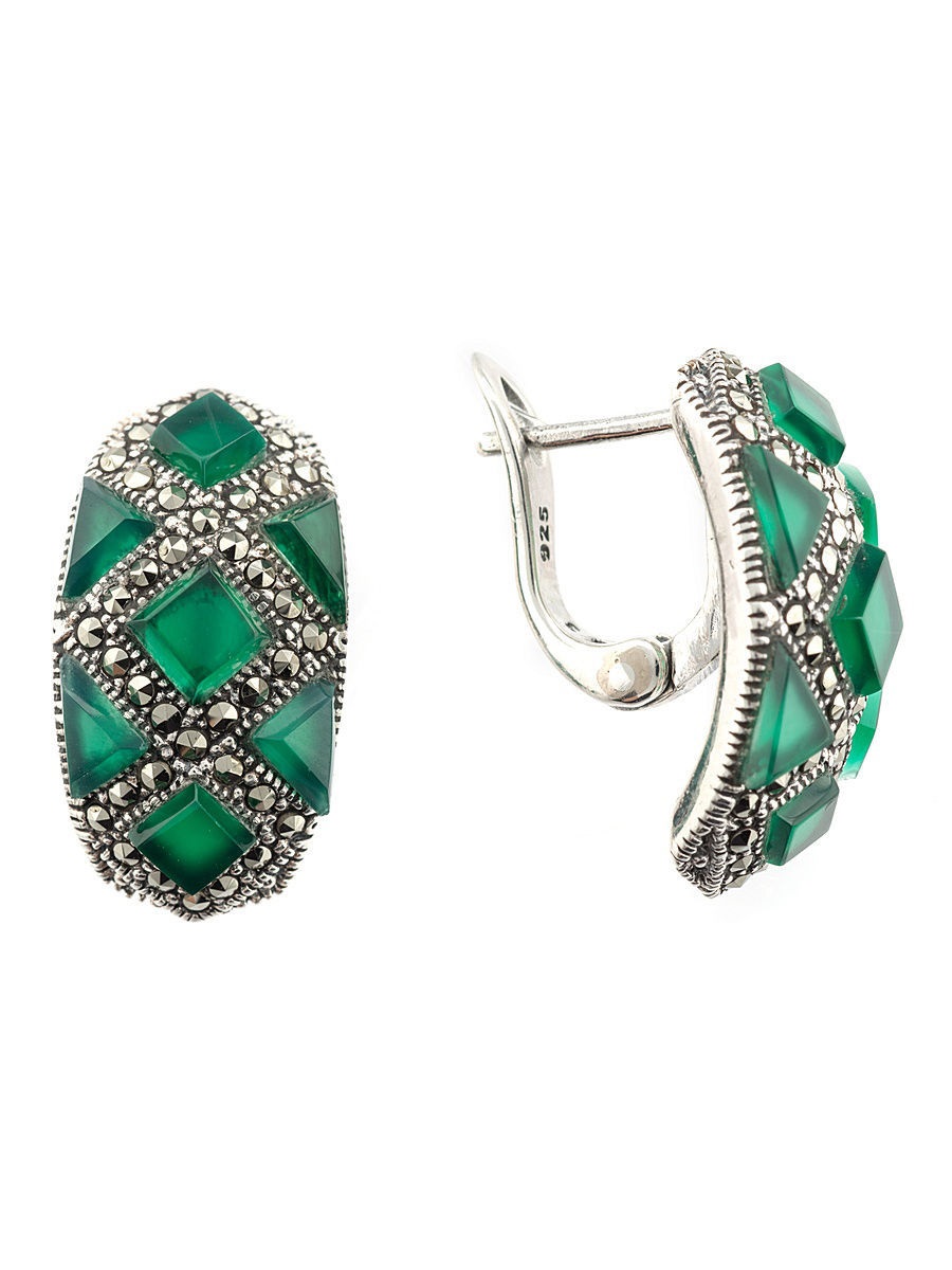 

Серьги из серебра с хризопразом/марказитом Марказит HE416-8253, HE416-8253