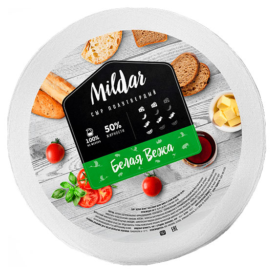 

Сыр полутвердый Mildar Белая Вежа 50%