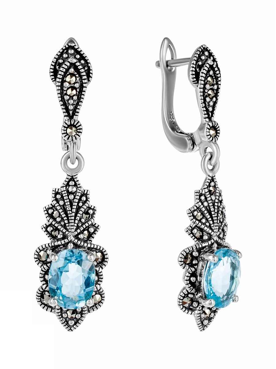 

Серьги из серебра с марказитом/топазом Марказит HE041-9017, HE041-9017