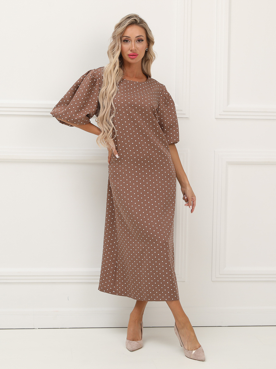 Платье женское Wisell П3-5582 коричневое 46 RU 3960₽