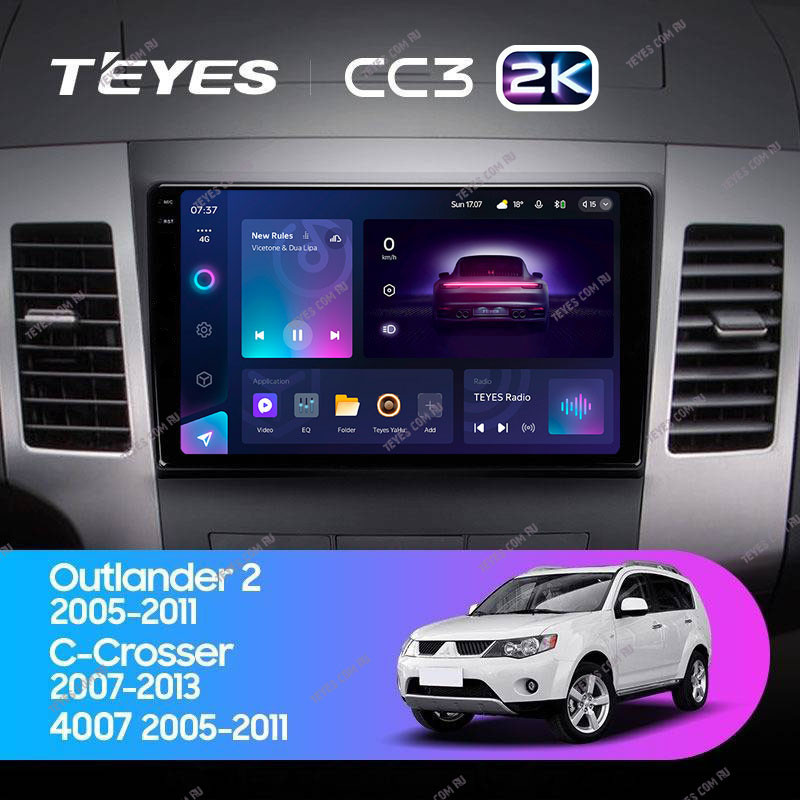 Штатная магнитола Teyes CC3 2K 4/64 Peugeot 4007 (2007-2012) Тип-B