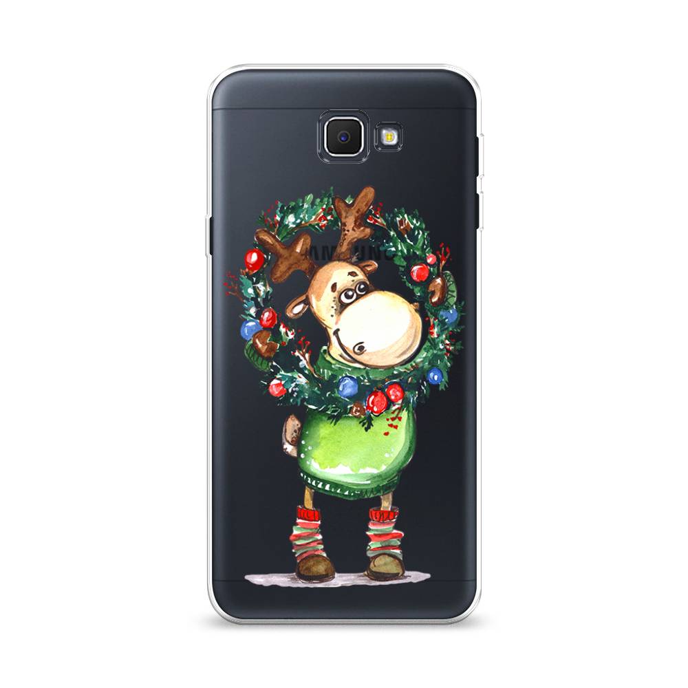 

Чехол на Samsung Galaxy J5 Prime 2016 "Олень с новогодним венком", 22950-4