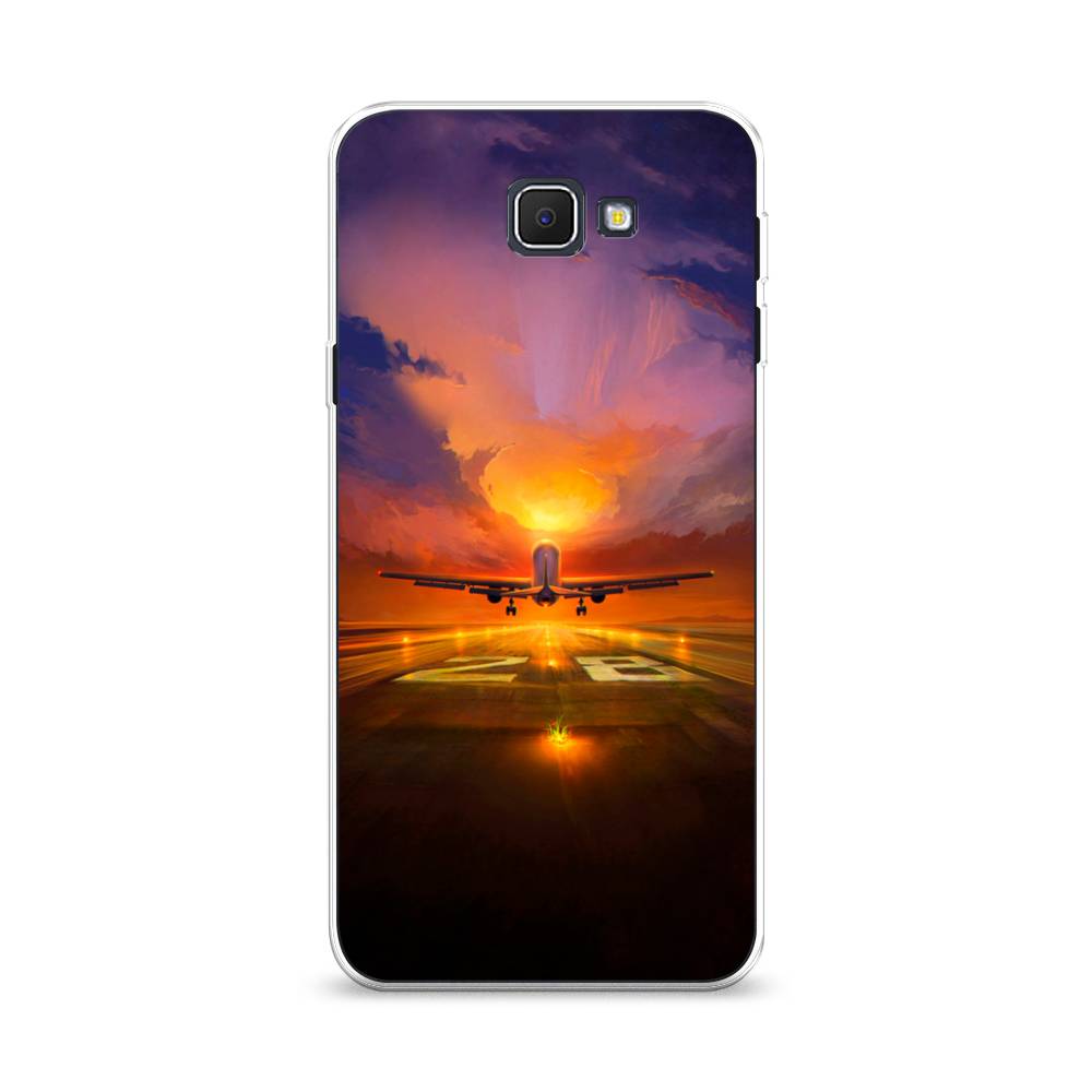 

Чехол на Samsung Galaxy J5 Prime 2016 "Самолет на посадке", Оранжевый;синий, 22950-6