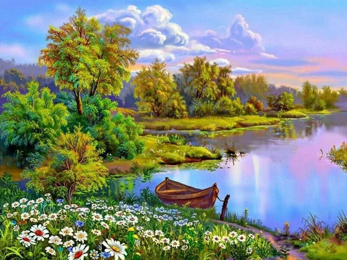 Алмазная вышивка Diy На реке, 59x42 см