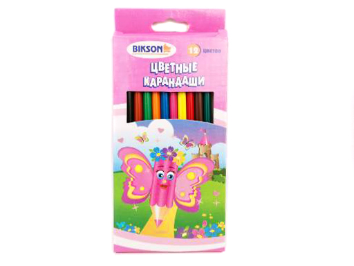 

Карандаши BIKSON "Бабочка-фея" 12 цветов, пластиковые, треугольные, BN0050