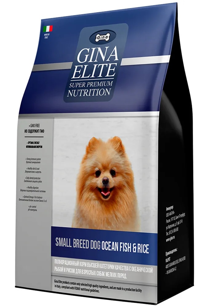 Сухой корм для собак Gina Gina Elite Small Breed Dog, рыба, рис, 1кг