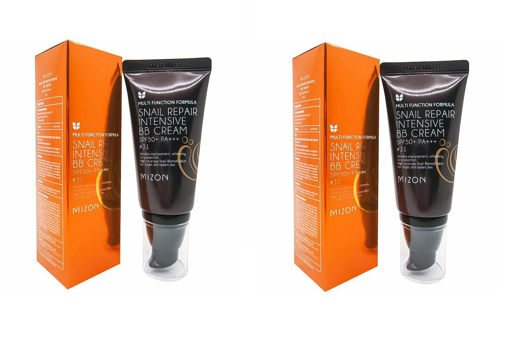 

Крем BB для лица Mizon Snail Repair Intensive BB Cream 31 с муцином улитки 50мл 2 шт