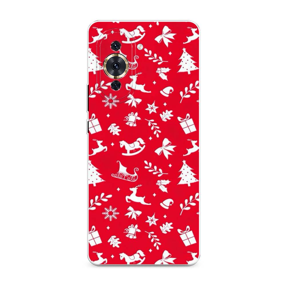 

Чехол для Huawei Nova 10 Pro "Красный новогодний фон", Красный;белый, 6109050-5