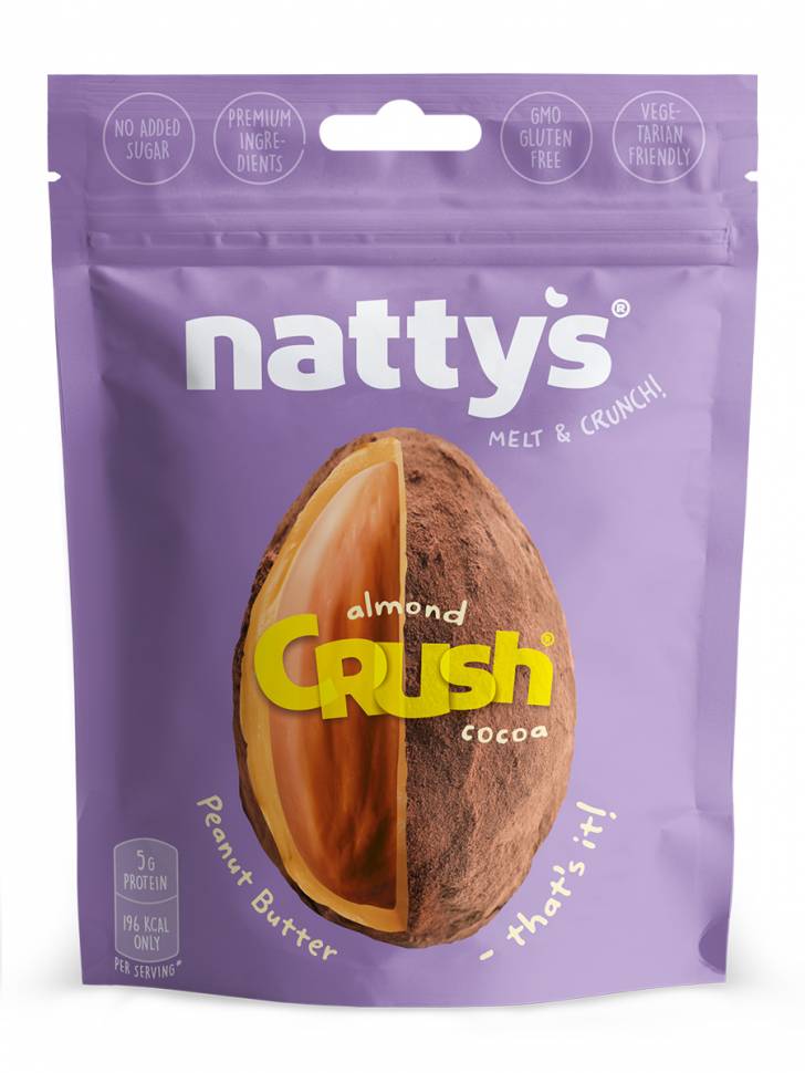 Драже Nattys CRUSH Almond c миндалем в арахисовой пасте и какао, 80 г