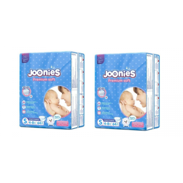 фото Подгузники joonies размер s (4-8 кг) 64 шт. 2152401367