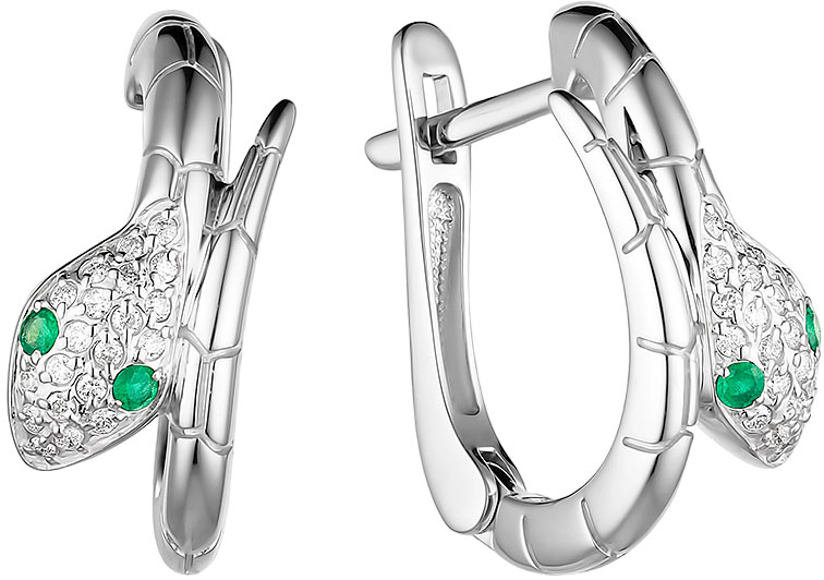 

Серьги из белого золота с изумрудом и бриллиантом Bellissima Tentazione S/551-223, S/551-223