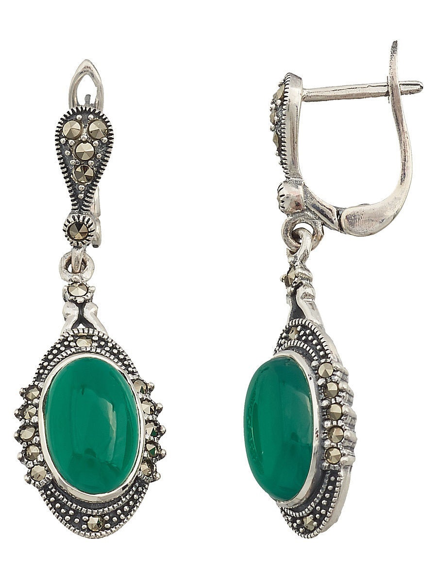 

Серьги из серебра с хризопразом/марказитом Марказит HE976, HE976