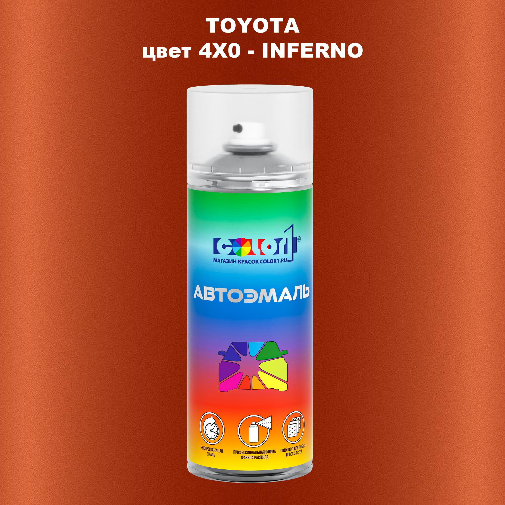 

Аэрозольная краска COLOR1 для TOYOTA, цвет 4X0 - INFERNO, Прозрачный