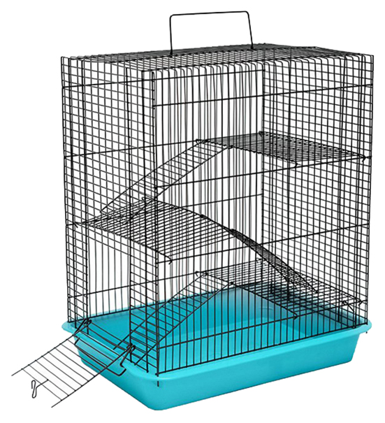 

Клетка для грызунов Darell 38х24х33см складная конструкция, съемные перегородки, Голубой;черный