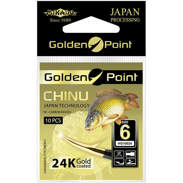 Крючки Mikado Golden Point-Chinu №8 GB (с лопаткой) ( 10 шт.)