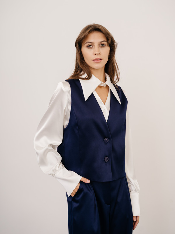 Жилет женский Модный дом Виктории Тишиной Лоретт синий XL