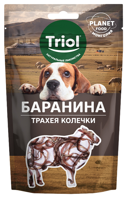 

Лакомство для собак Triol PLANET FOOD, Баранина трахеи колечки, 25г