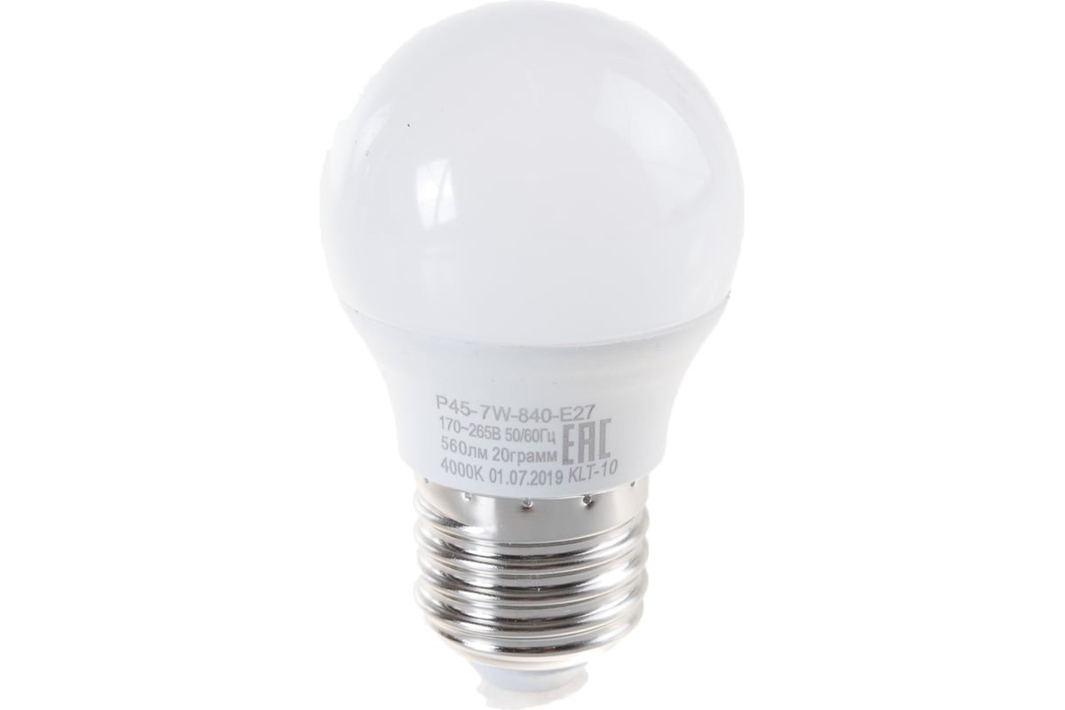 

Лампа Светодиодная Эра Led Smd P45-7w-842/840-E27 Нейтр. Свет ЭРА арт. P45-7w-842-E27