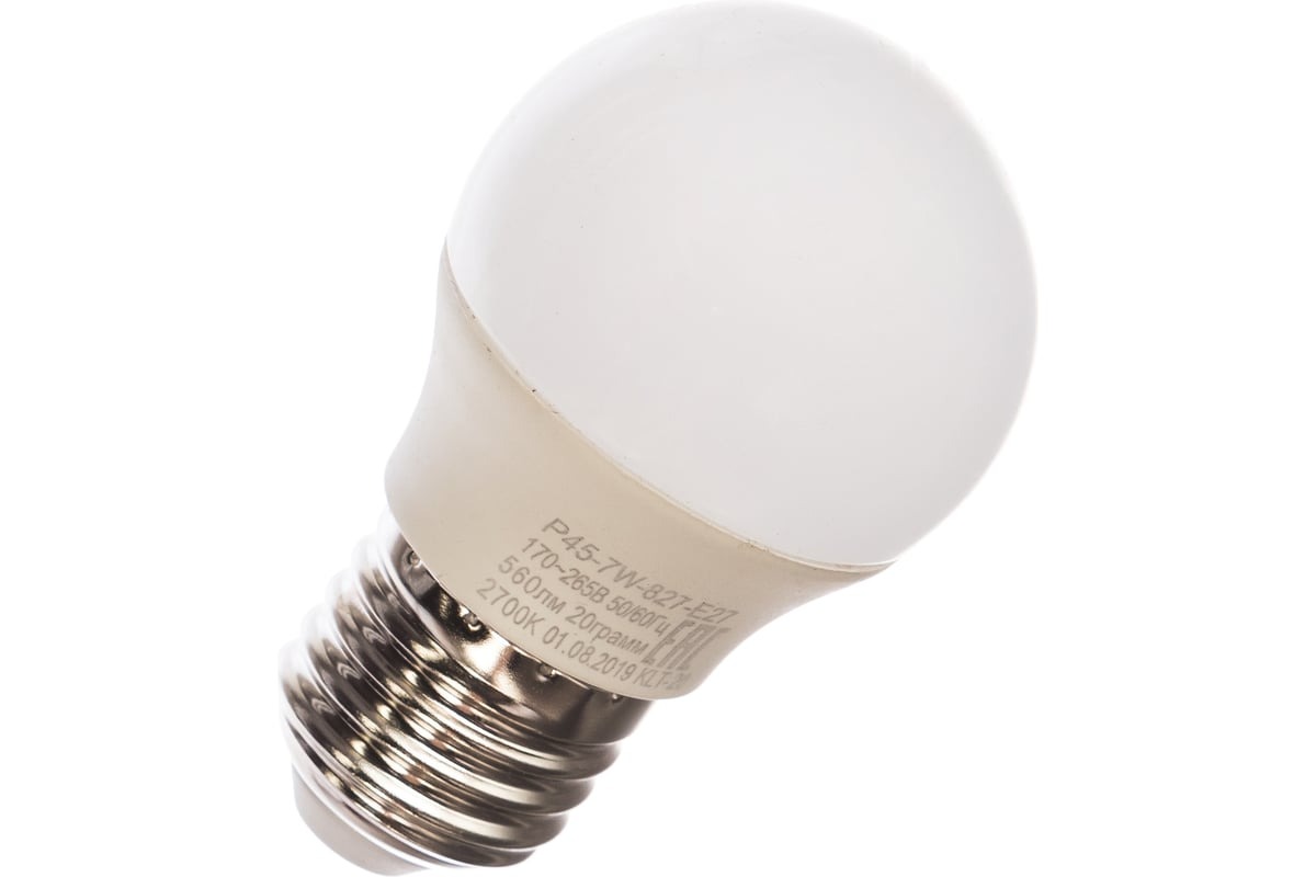 

Лампа Светодиодная Эра Led Smd P45-7w-827-E27 Мягкий Желтый Свет ЭРА арт. P45-7w-827-E27