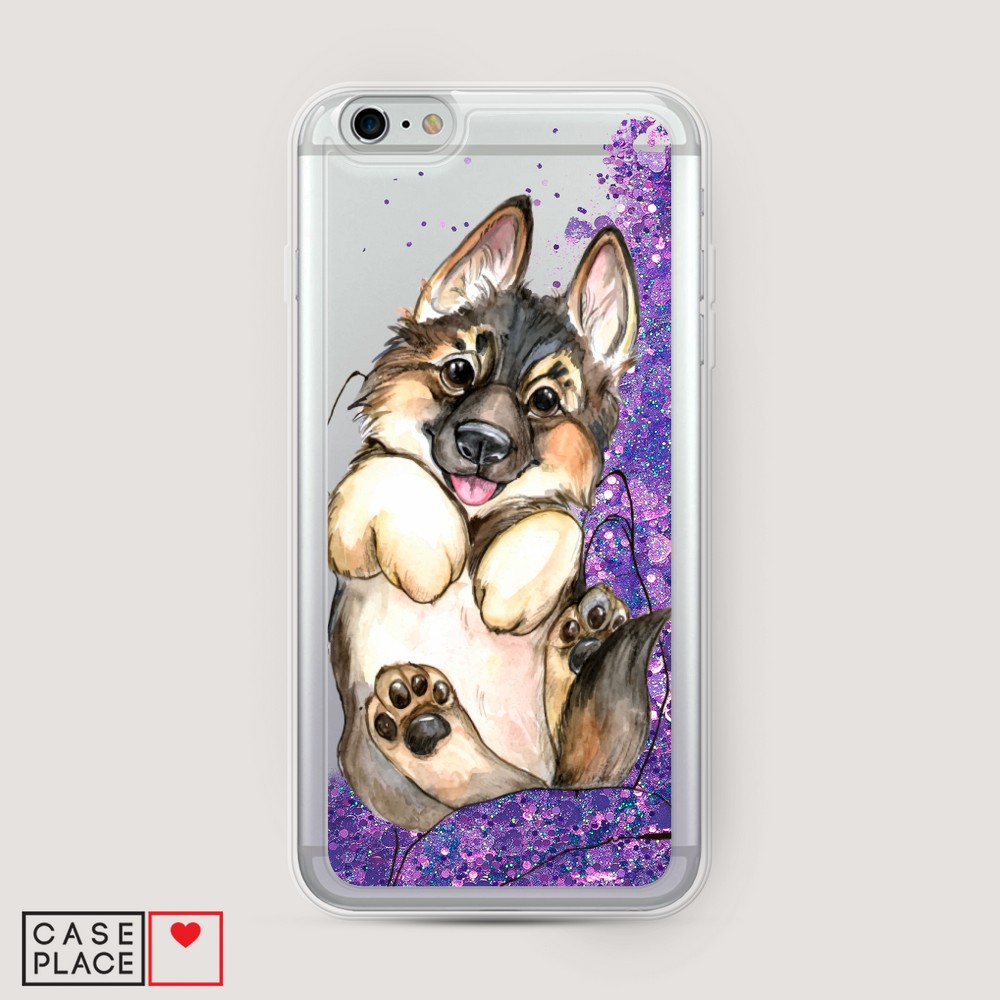 

Жидкий чехол с блестками "Овчарка в ладошках" на Apple iPhone 6 Plus, 10592-1