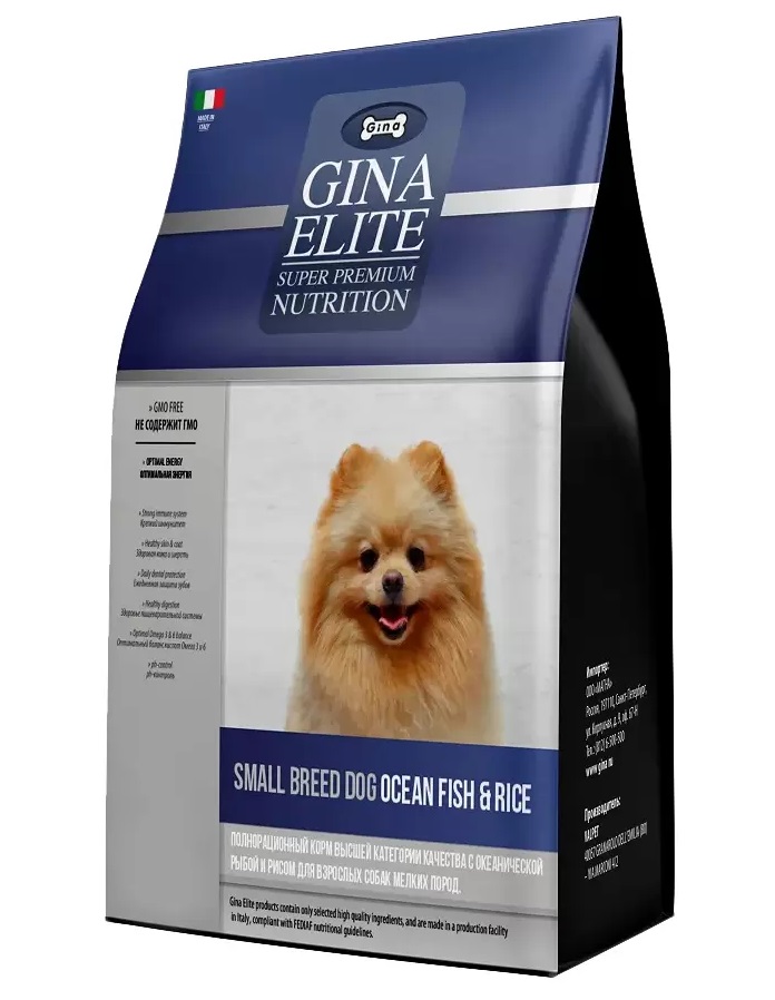 Сухой корм для собак Gina Gina Elite Small Breed Dog, рыба, рис, 20кг