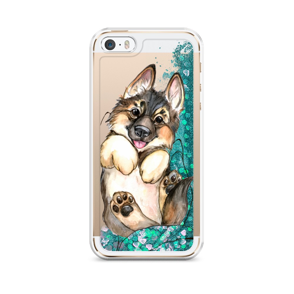 

Жидкий чехол с блестками "Овчарка в ладошках" на Apple iPhone 5, 10395-1