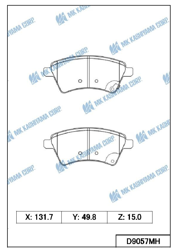 

Тормозные колодки Kashiyama передние с антискрипной пласттиной D9057MH