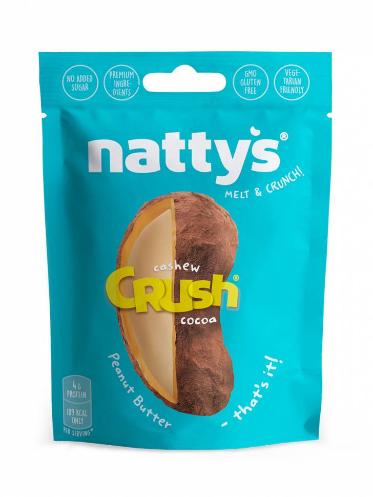 фото Драже nattys crush cashew c кешью в арахисовой пасте и какао, 35 гр