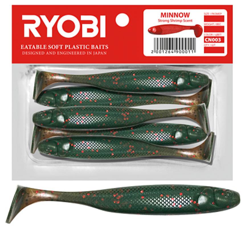 

Мягкая силиконовая приманка риппер Ryobi Minnow 95 мм., 5 шт., cn003, Зеленый, Minnow