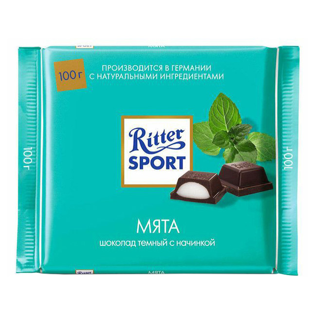 

Шоколад Ritter Sport темный с мятой 100 г