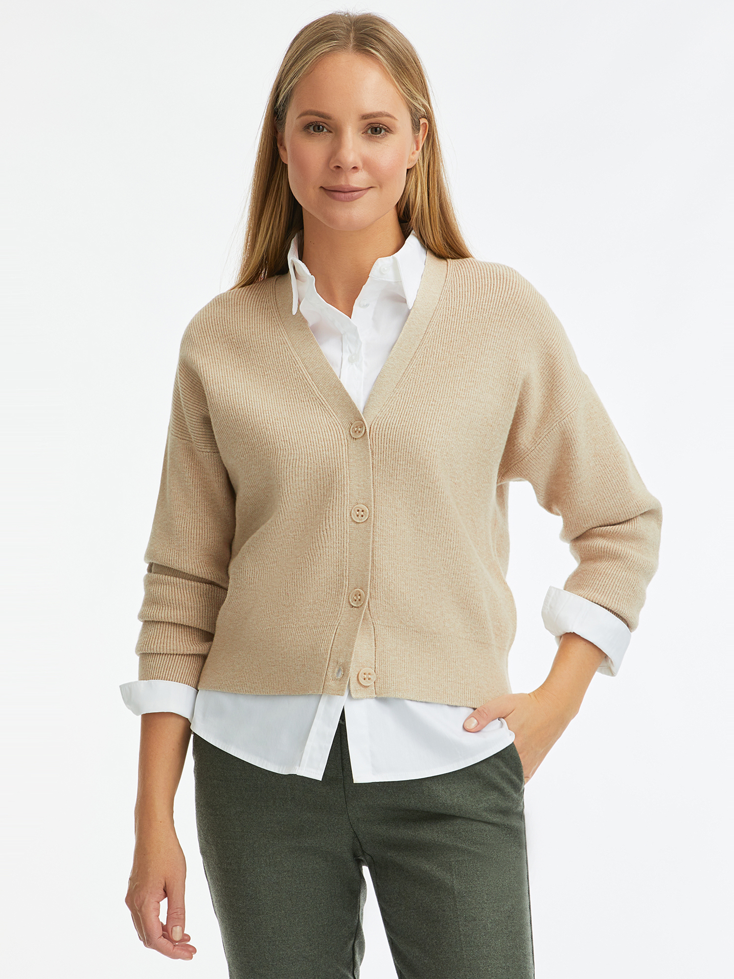 

Кардиган женский oodji 63212609 бежевый L, 63212609