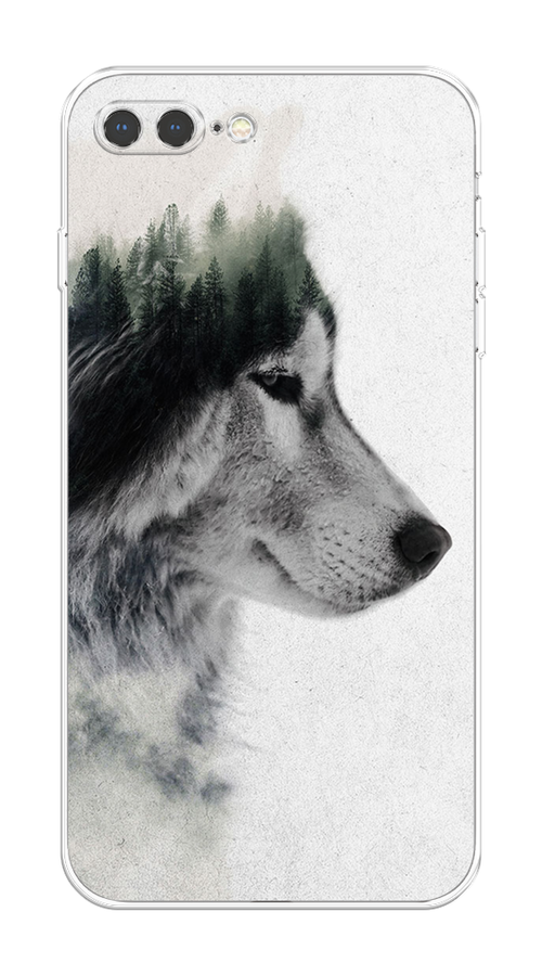 

Чехол на Apple iPhone 8 Plus "Волк лес", Серый;белый, 10950-1
