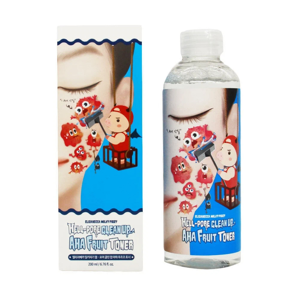 Тонер для лица Elizavecca Hell-Pore Clean Up Aha Fruit, 200 мл крем для жирной кожи clean cream