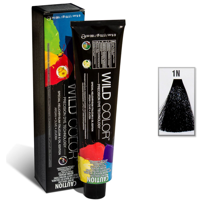

Стойкая крем-краска Wild Color Hair Color Ammonia Free без аммиака 1N черный 180 мл